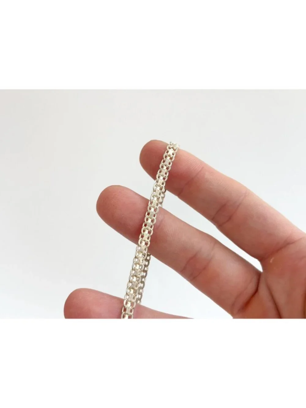 Italian Made Flat Link Minimalist Vintage Sterling Silver 925 Bracelet - 8